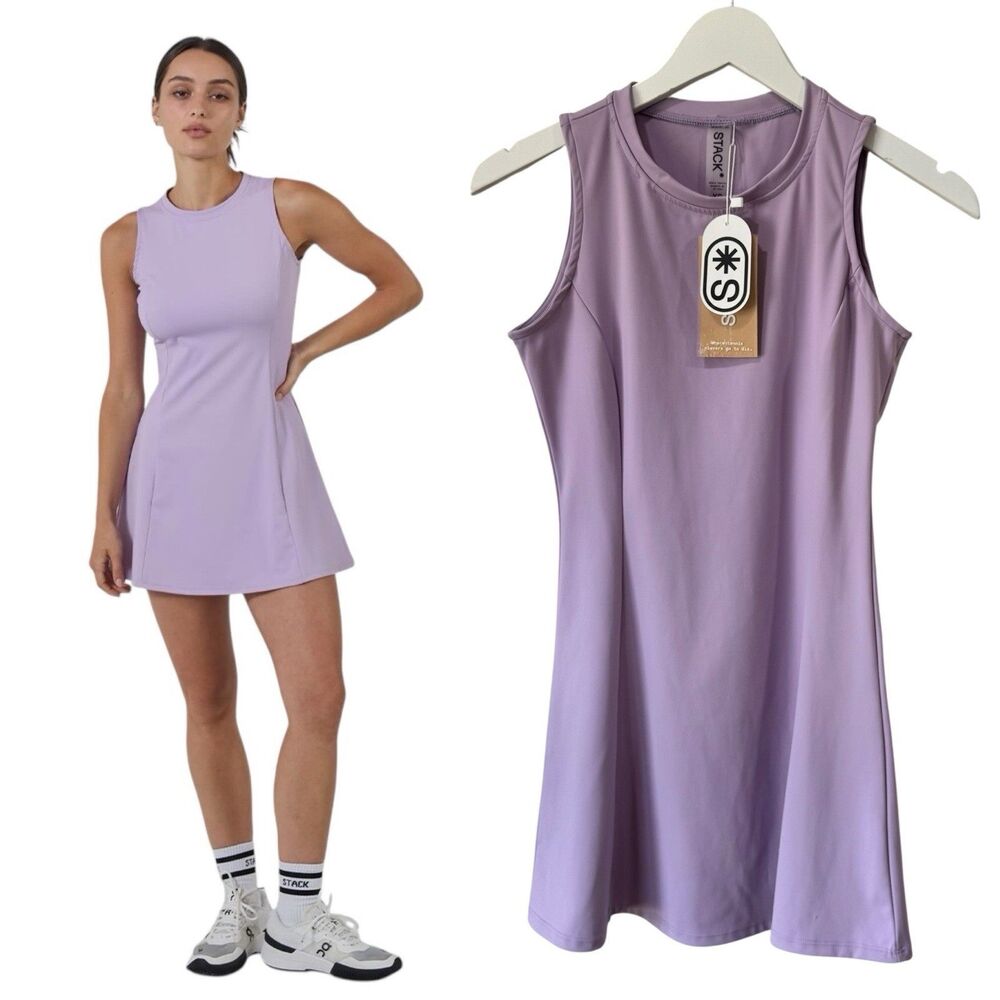 Stack Courtside Dress Only Pickleball Tennis Purple Soft NO SHORTS NEW FLAWED XS